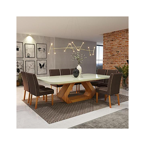Sala de Jantar 220x110 Lottus MDF/Vidro Off